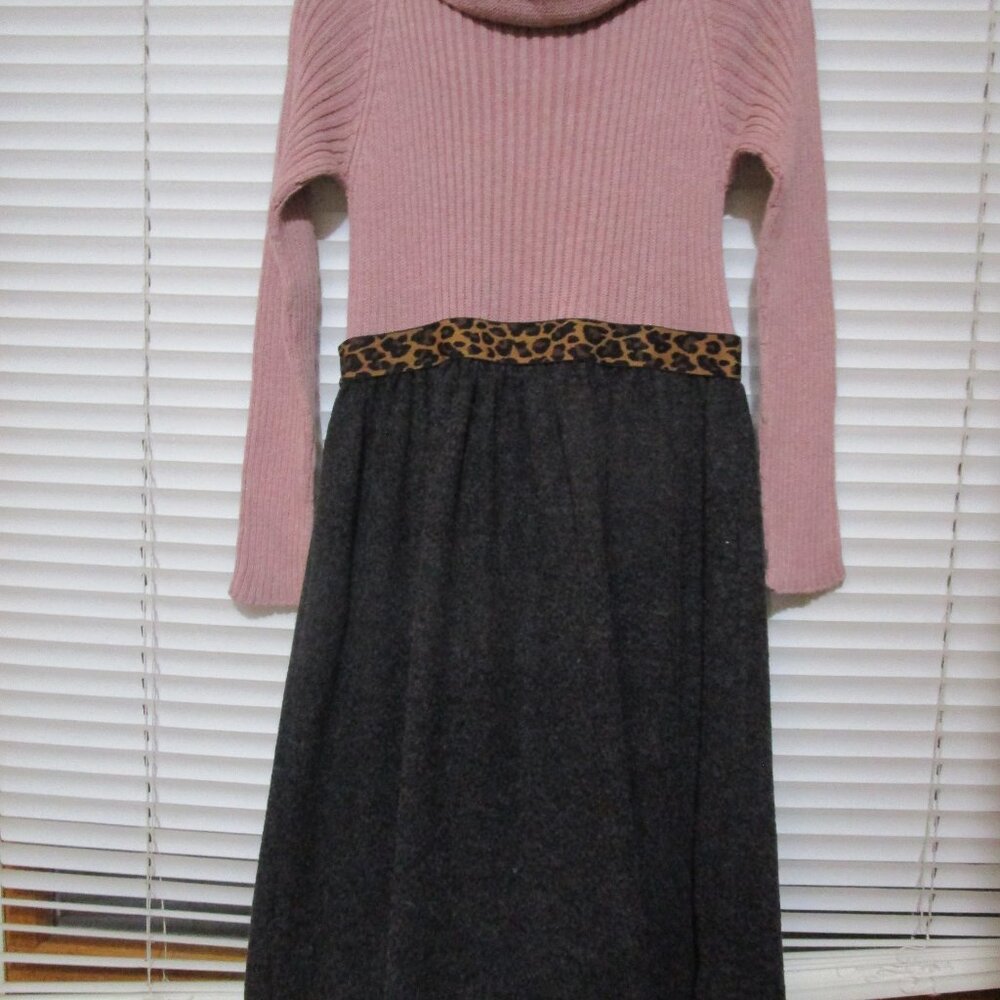 NWT Designer Violeta e Federico girls knit dress sz 10 pink grey leopard Spain - Picture 5 of 15